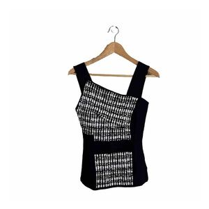 Roland Mouret Top Print Stretch Knit Asymmetrical